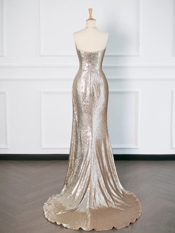 Pretty Mermaid Sweetheart Sequin Long Prom Dresses Party Evening Dress