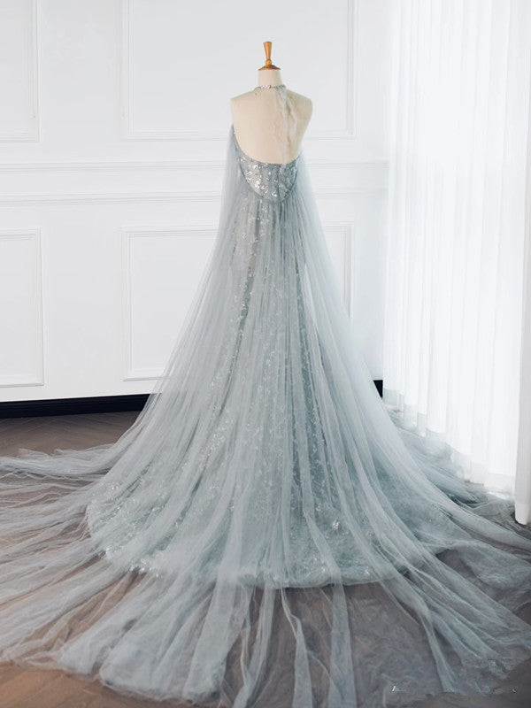 Pretty Mermaid High Neckline Sequin Long Prom Dresses Party Gown Evening Dress