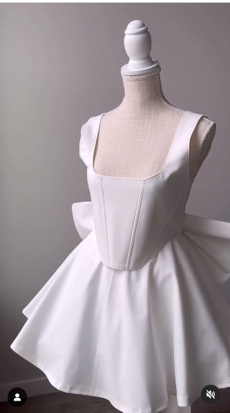 Cute A line Straps White Satin Party Dress Homecoming Dresses