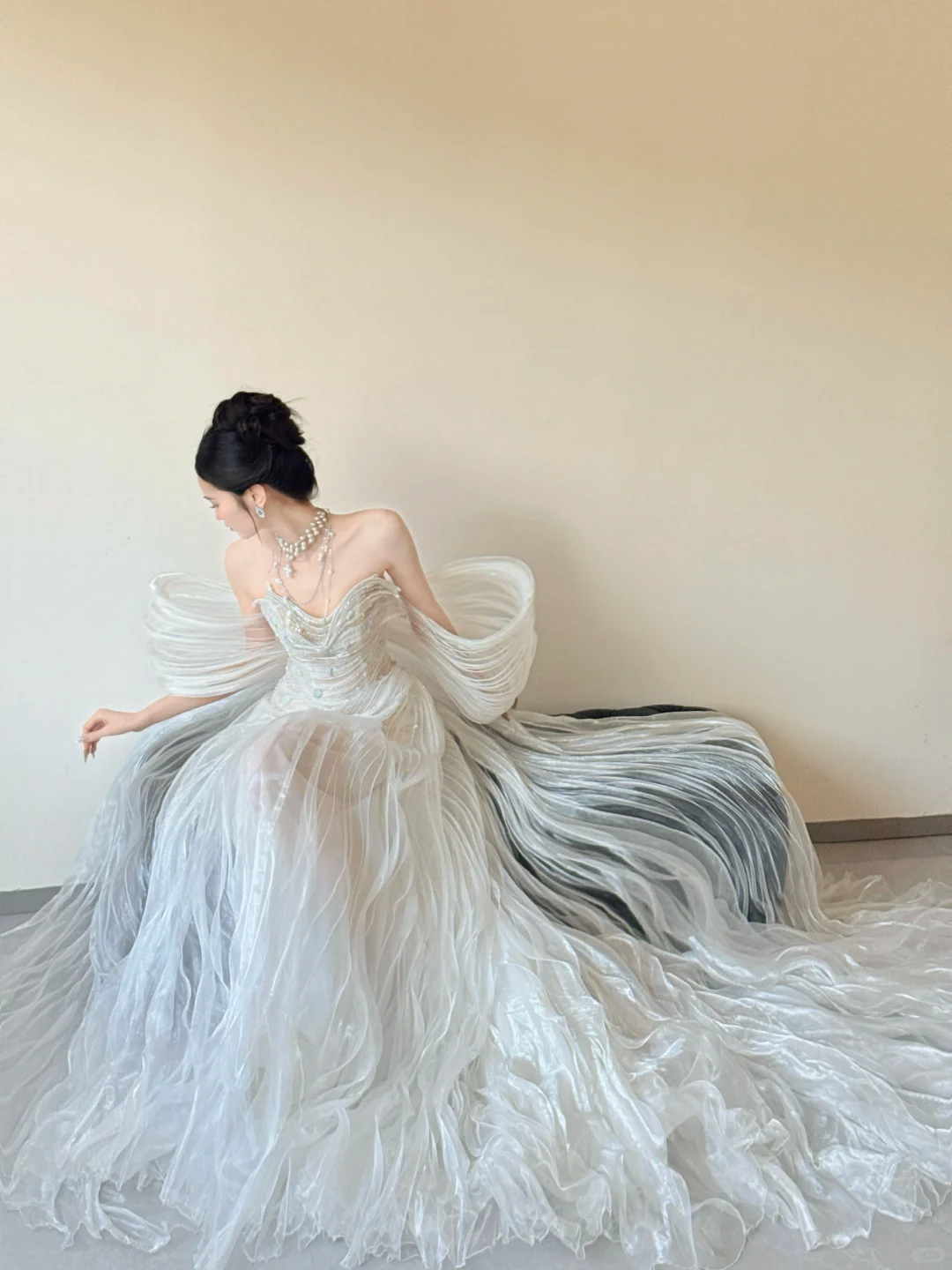 Unique A Line Off The Shoulder White Tulle Beaded Ruffles Long Wedding Dresses