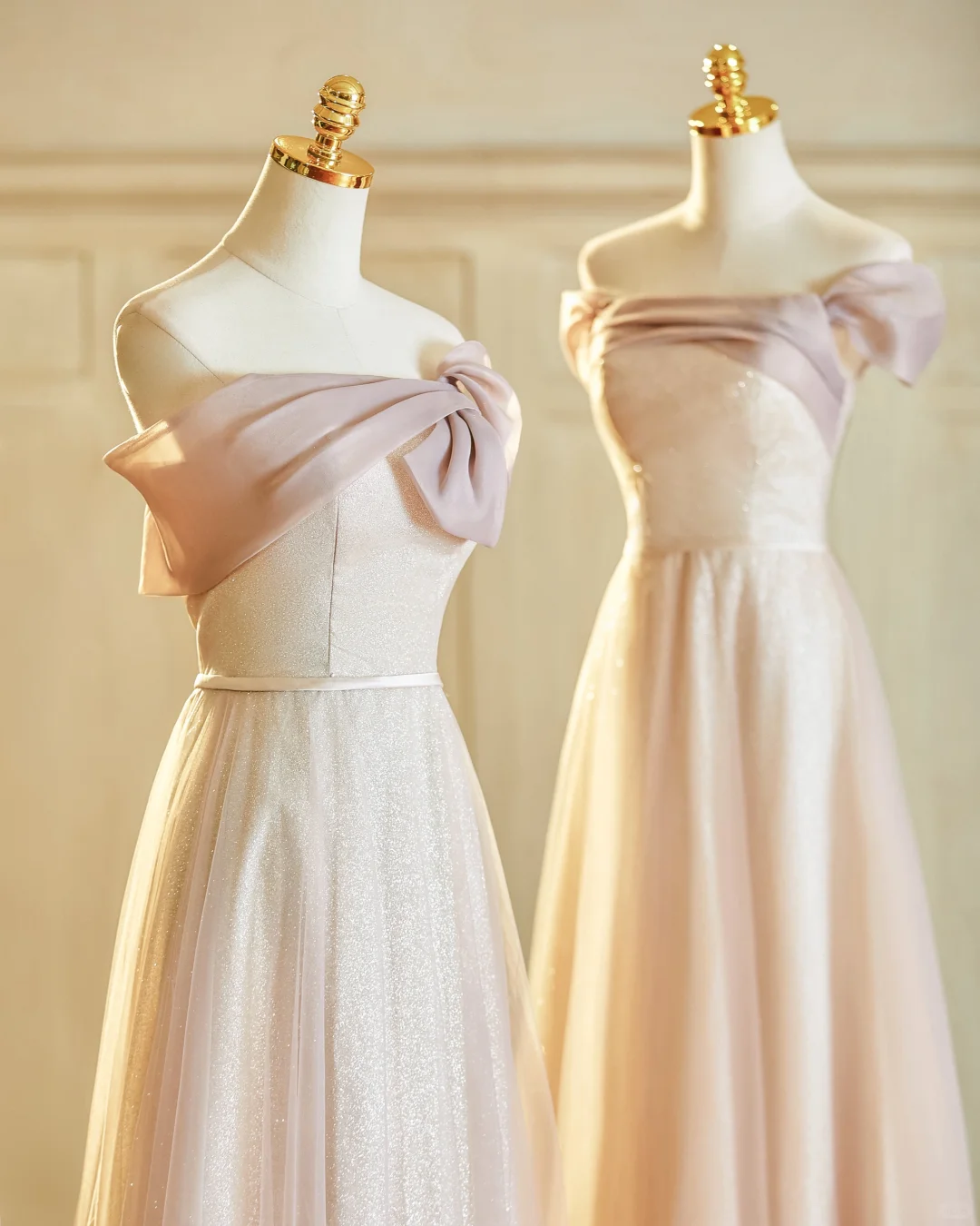 Max And Match A Line Satin Tulle Long Bridesmaid Dress