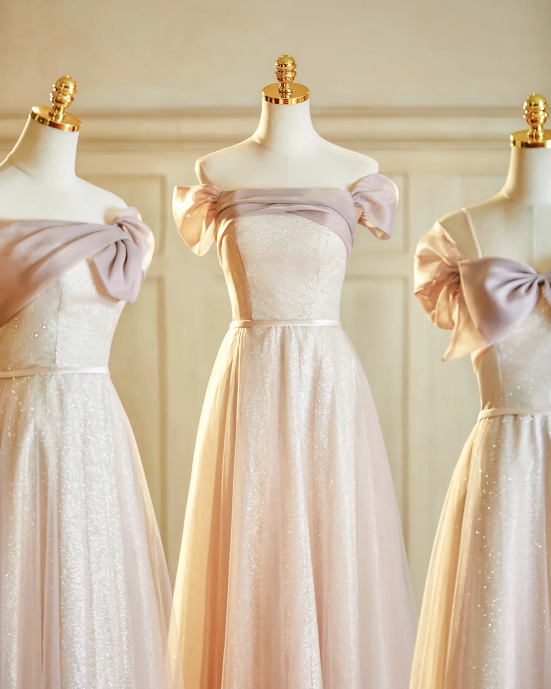 Max And Match A Line Satin Tulle Long Bridesmaid Dress