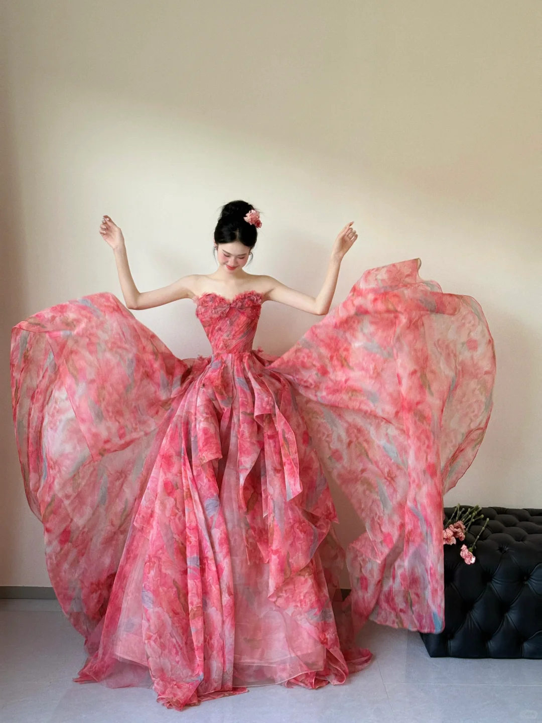Summer Unique A Line Strapless Chiffon Long Prom Dresses