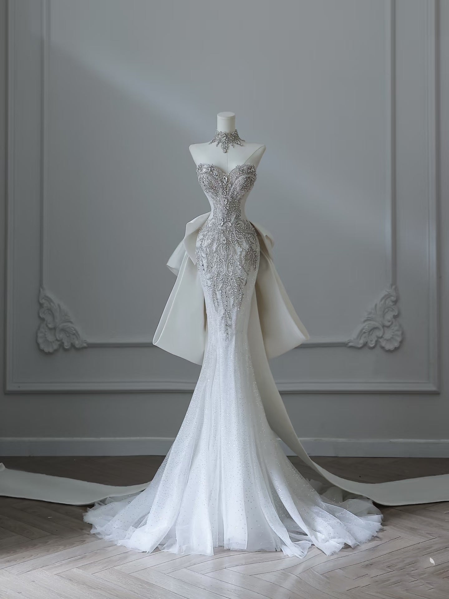 Princess Mermaid Sweetheart White Tulle Long Wedding Dresses Brides Dress