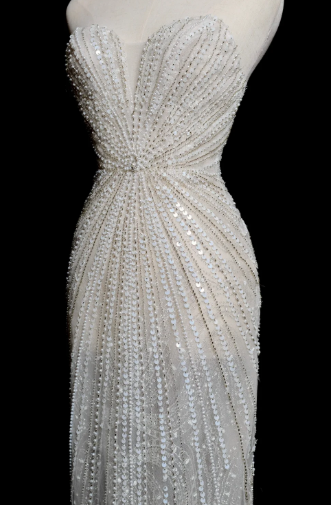 Dreamy Mermaid Strapless Tulle Beaded Long Wedding Dresses