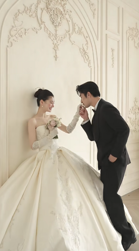 Timeless Ball Gown Strapless Satin Lace With Veil And Gloves Long Wedding Dresses