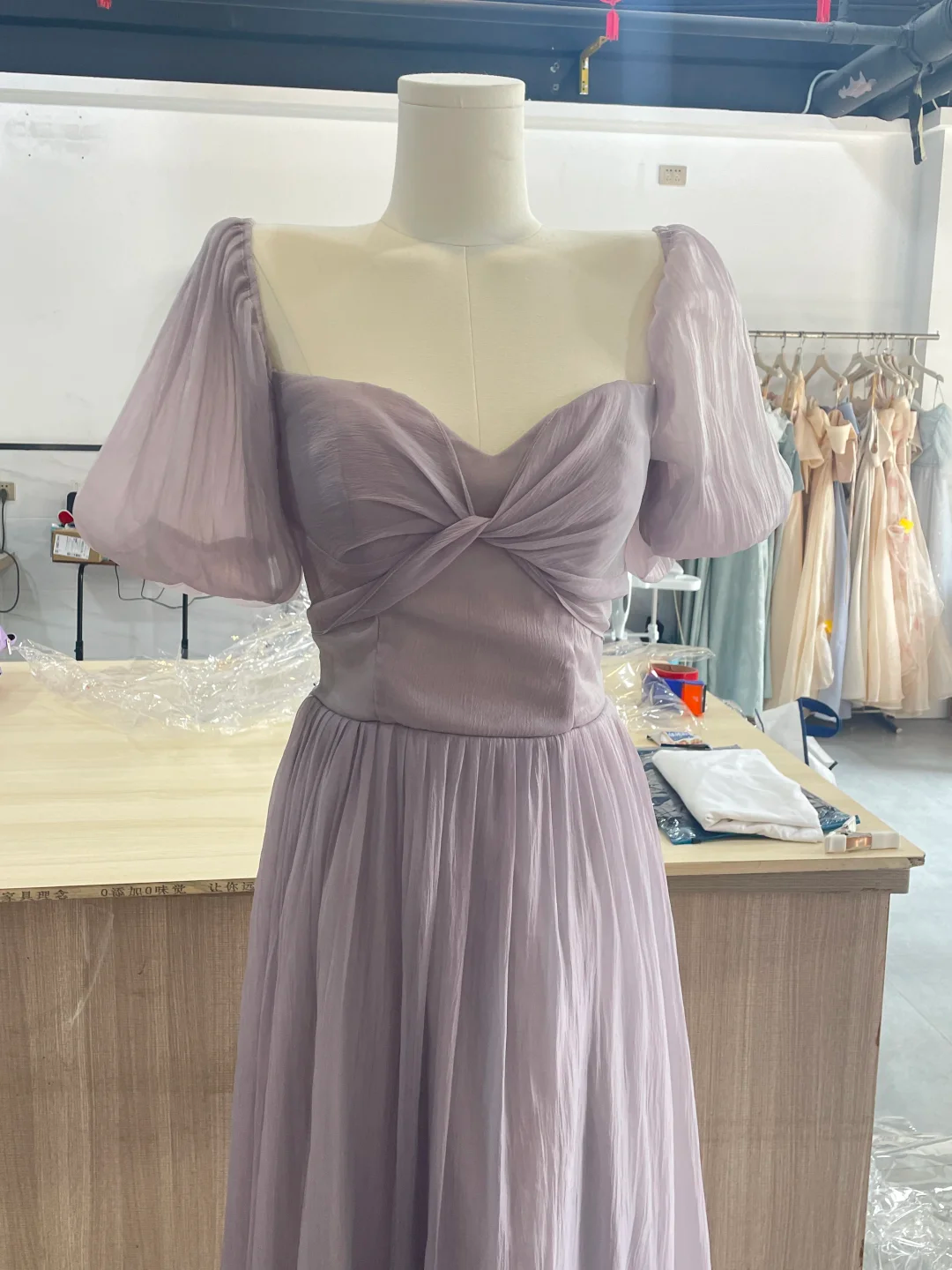 Unique A Line Lilac Chiffon Long Bridesmaid Dress