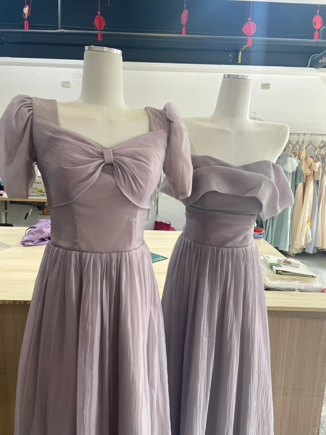 Unique A Line Lilac Chiffon Long Bridesmaid Dress