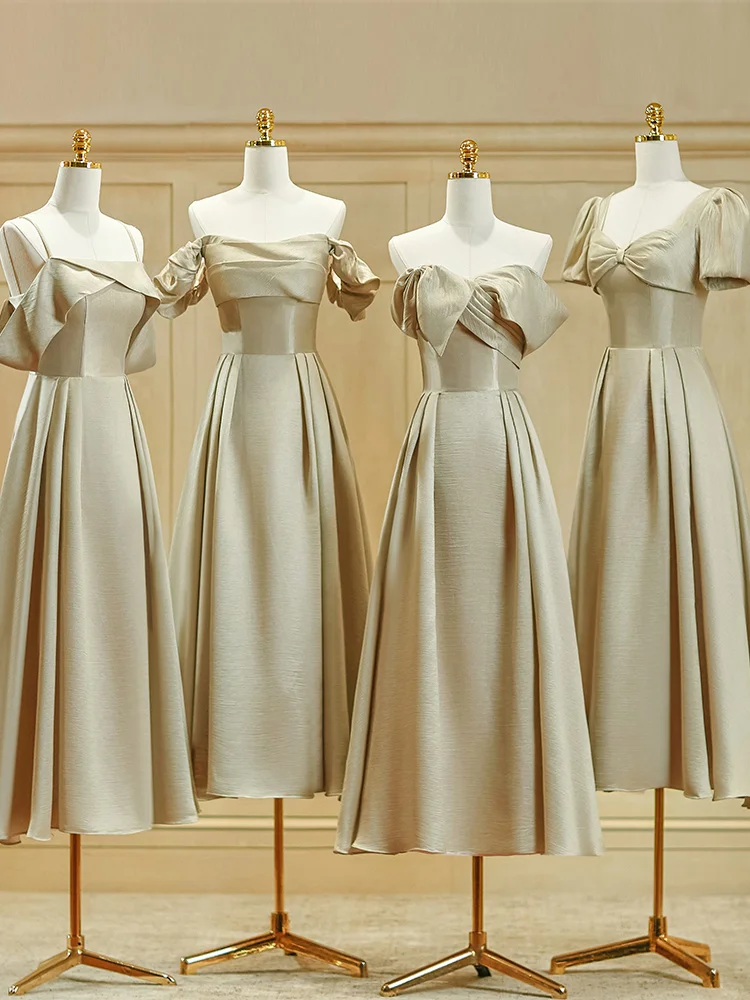 Elegant Simple A Line Satin Long Bridesmaid Dress