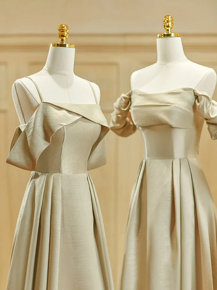 Elegant Simple A Line Satin Long Bridesmaid Dress