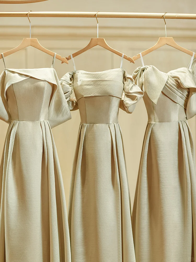 Elegant Simple A Line Satin Long Bridesmaid Dress