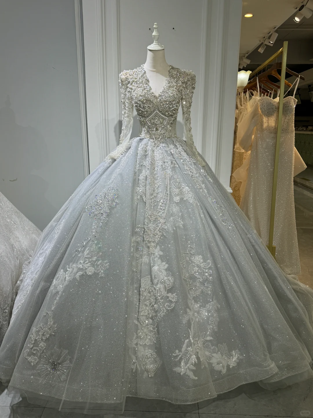 Timeless Ball Gown Tulle Lace Applique Beaded Long Sleeves Long Wedding Dresses