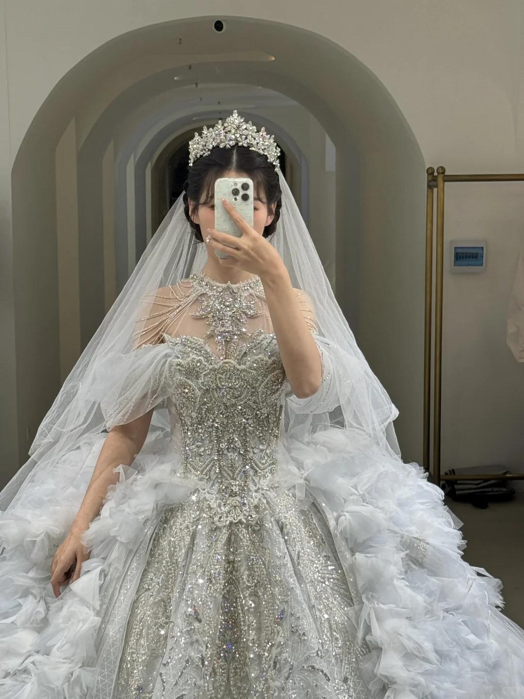 Timeless Ball Gown Off The Shoulder Satin Tulle Sequin Beaded With Veil Long Wedding Dresses