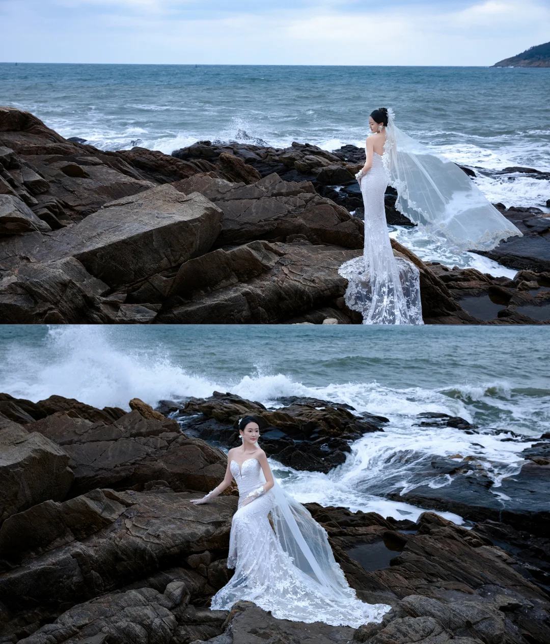 Dreamy Mermaid Sweetheart White Tulle Lace With Veil Long Wedding Dresses