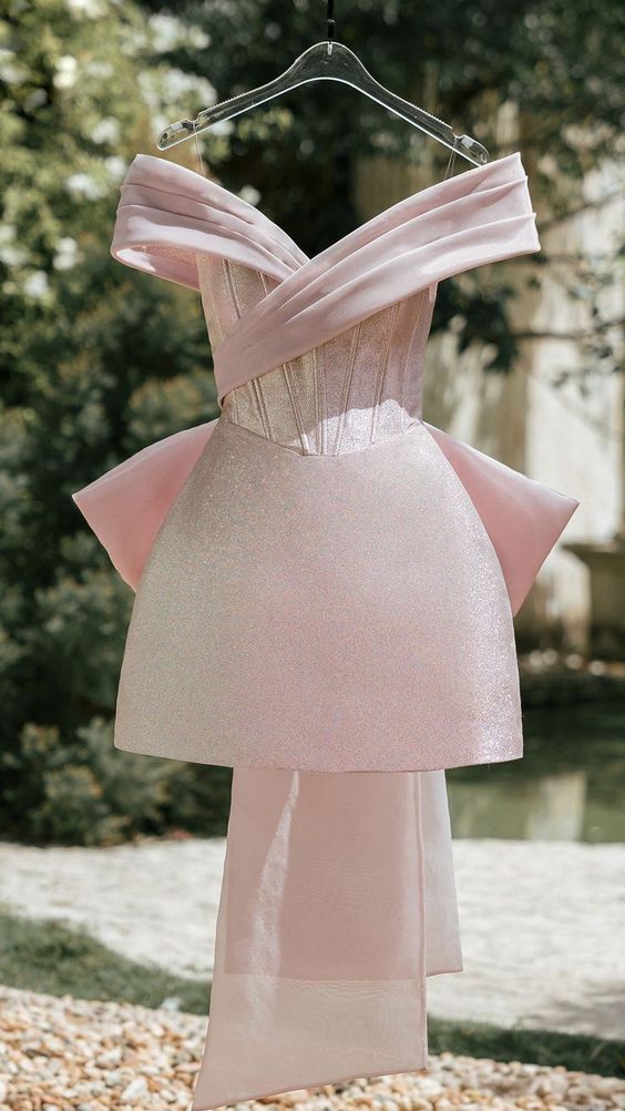 Amazing Strapless V-Neck Pleats Bow-Knot Mini Homecoming Party Dress