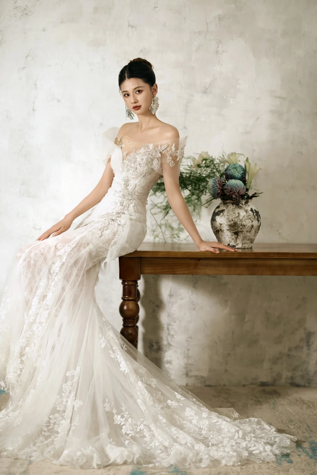 Timeless Mermaid Off The Shoulder Tulle Lace Applique Long Wedding Dresses