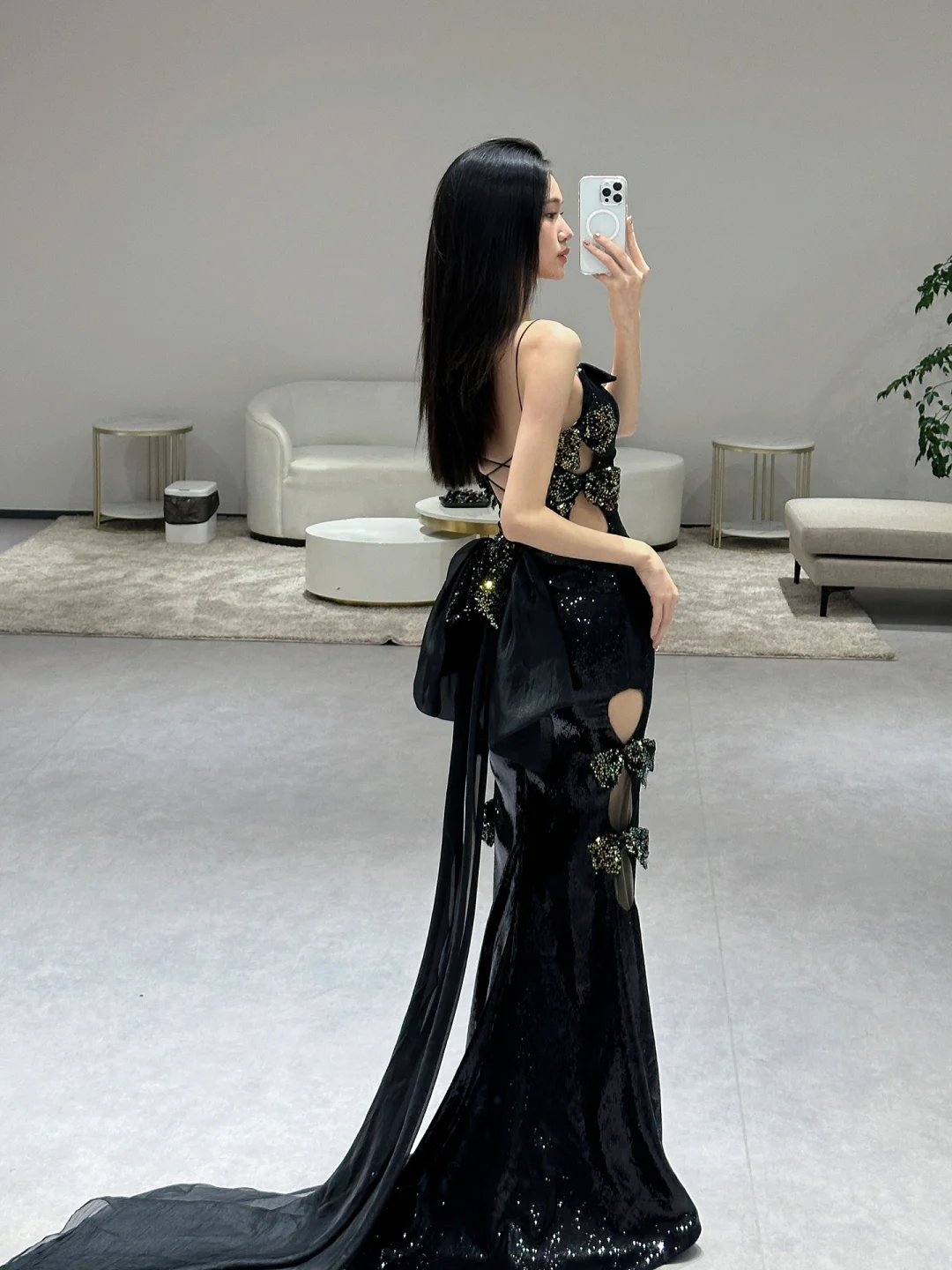 Unique Sexy Mermaid Spaghetti Straps Black Sequin Long Prom Dresses