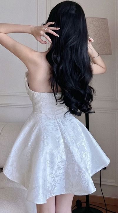 Sexy A line Strapless Short White Lace Homecoming Dress