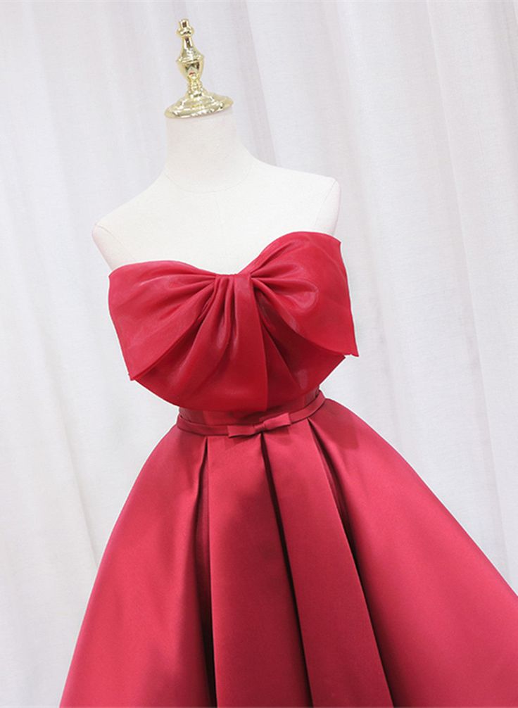 Red Satin Short Prom Dress Lovely Red Knee Length Homecoming Dress