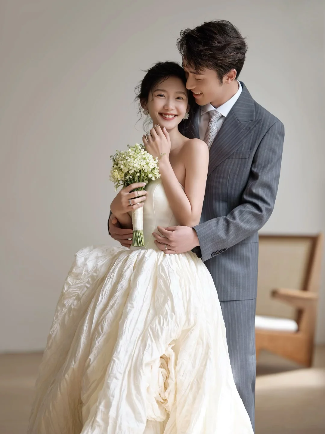 Unique Ball Gown Strapless Satin Long Wedding Dresses