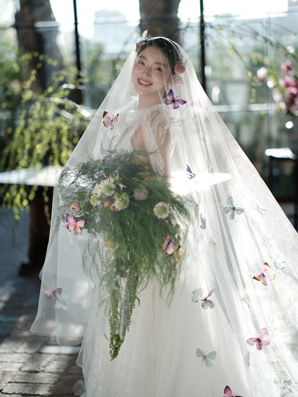 Pretty A Line Spaghetti Straps Tulle Lace With Veil Long Wedding Dresses