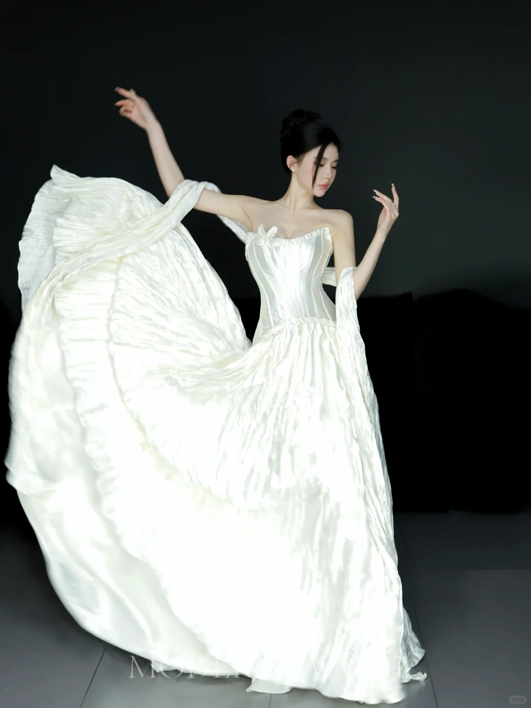 Unique A Line Strapless Satin Long Wedding Dresses