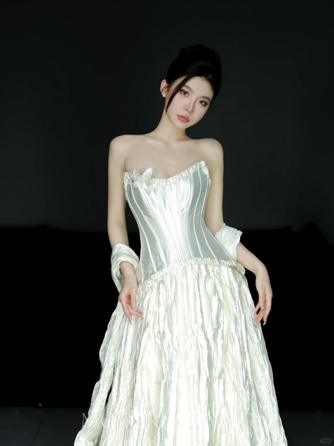 Unique A Line Strapless Satin Long Wedding Dresses
