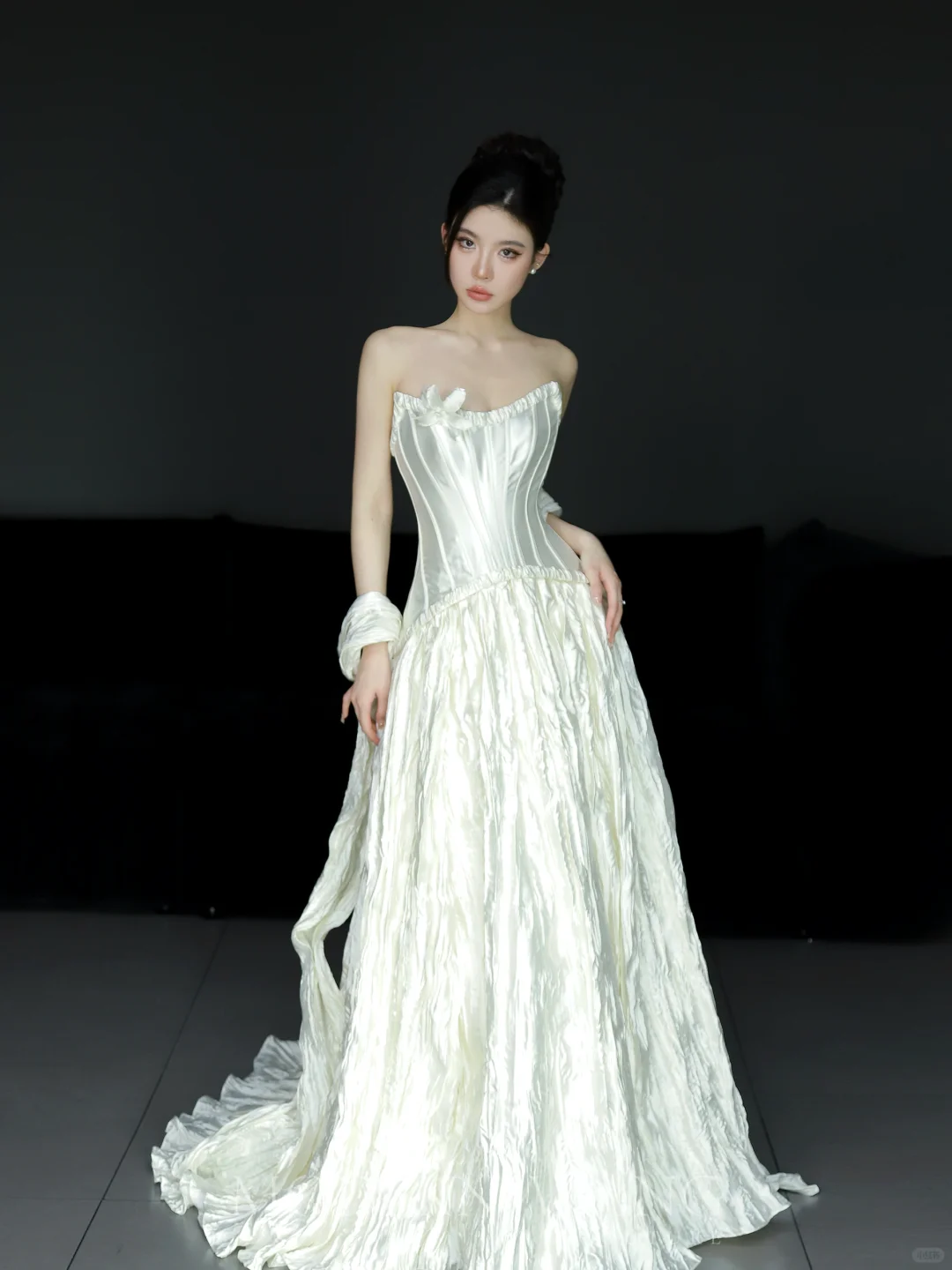 Unique A Line Strapless Satin Long Wedding Dresses