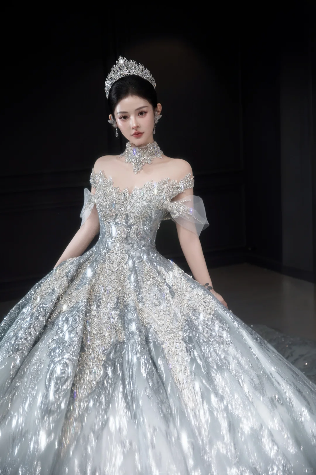 Timeless Ball Gown Off The Shoulder Tulle Sequin Long Wedding Dresses