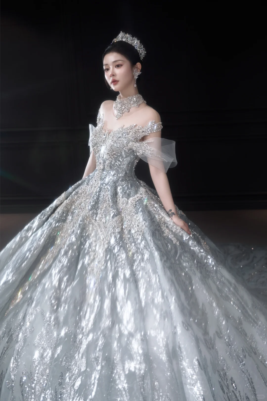 Timeless Ball Gown Off The Shoulder Tulle Sequin Long Wedding Dresses