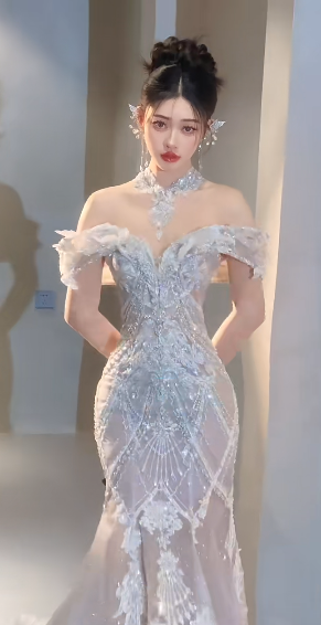 Timeless Mermaid Off The Shoulder Tulle Sequin Long Wedding Dresses