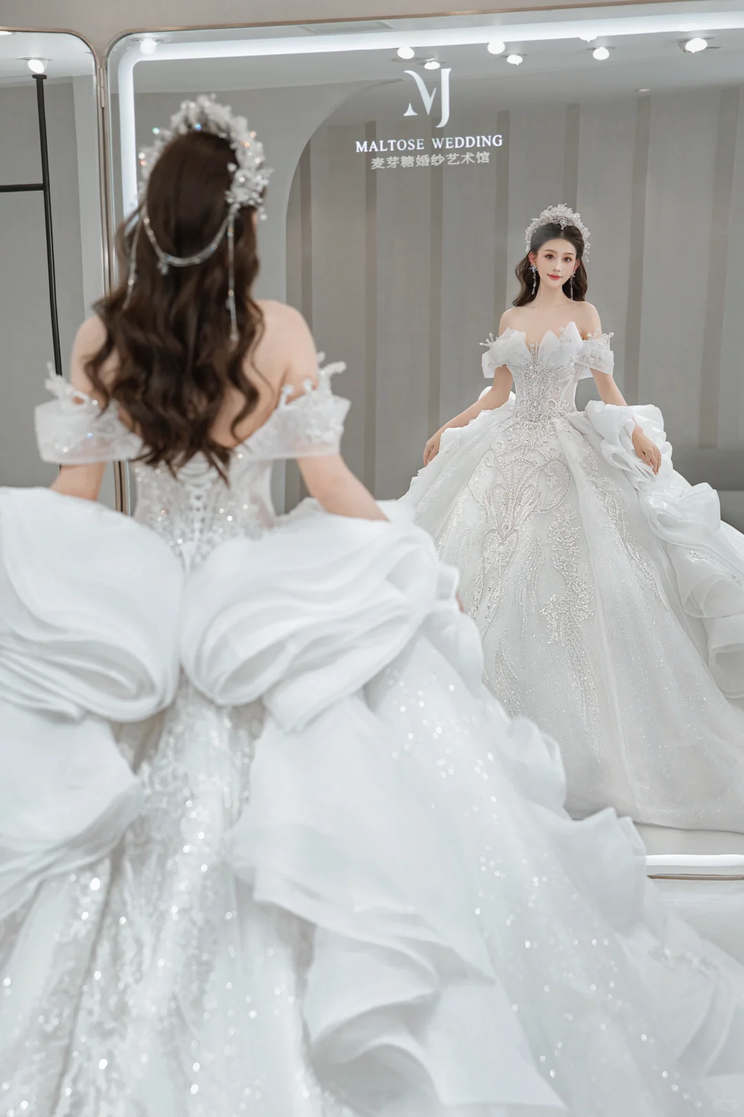 Timeless Ball Gown Off The Shoulder Tulle Sequin Long Wedding Dresses