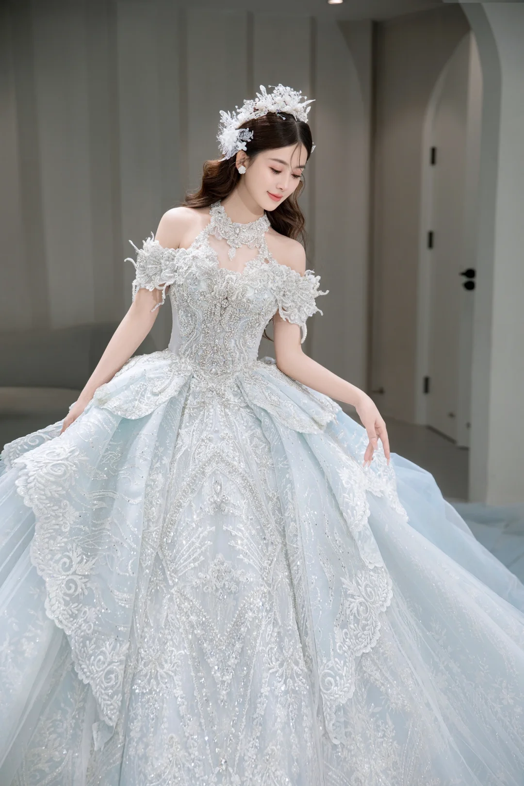 Timeless Ball Gown Off The Shoulder Tulle Sequin Lace Long Wedding Dresses
