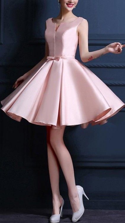 Cute A-Line Scoop Sleeveless Short Pink Cocktail Homecoming Dress