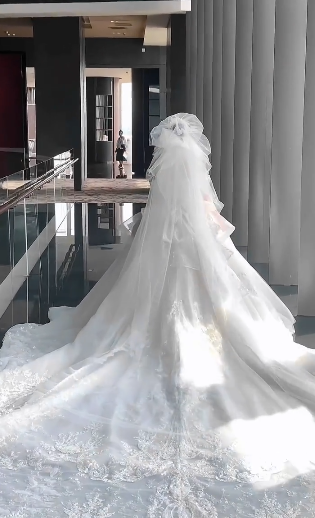 Dreamy Ball Gown Off The Shoulder White Tulle Lace With Veil Long Wedding Dresses