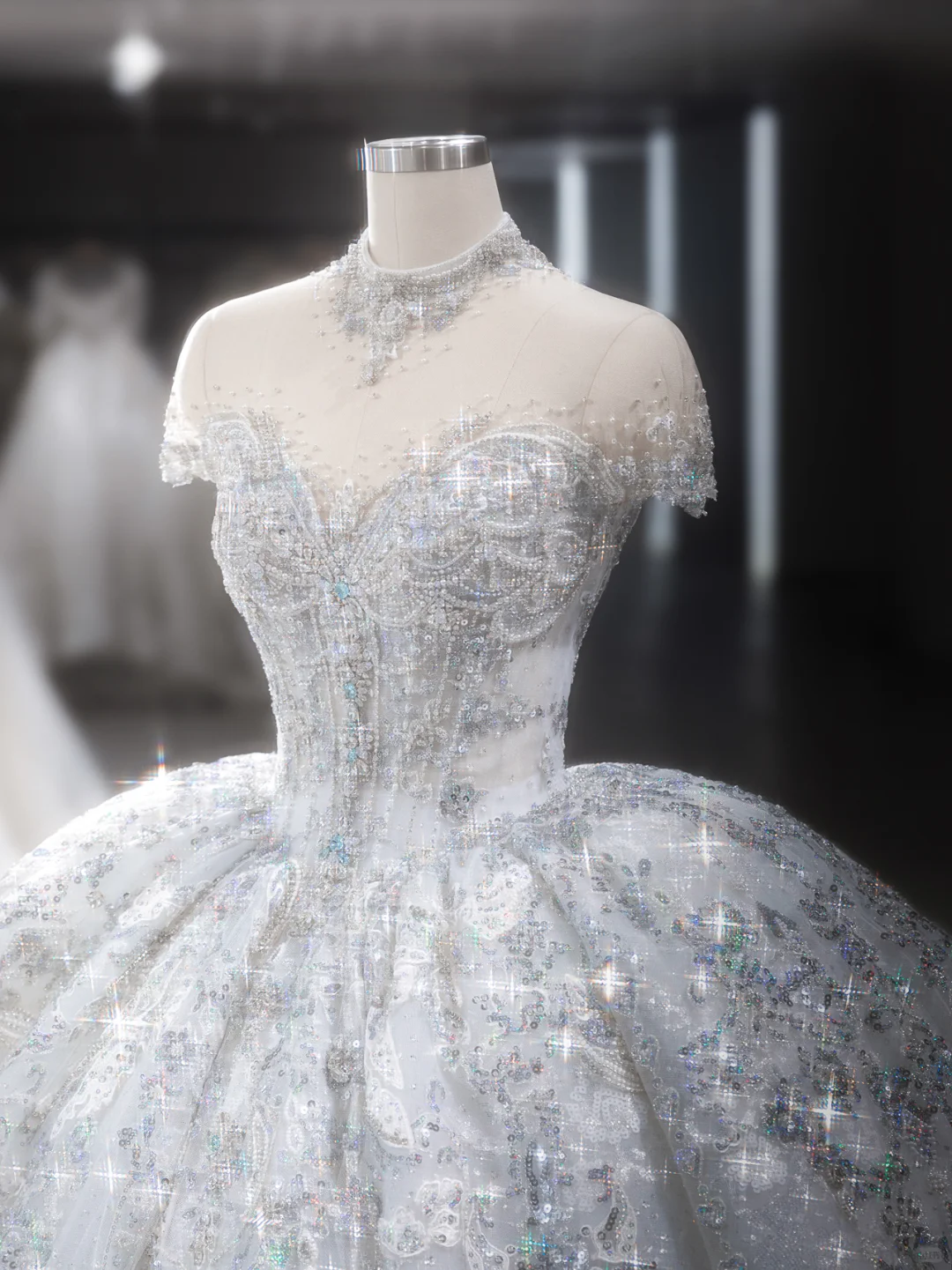 Timeless Ball Gown Tulle Sequin With Veil Long Wedding Dresses