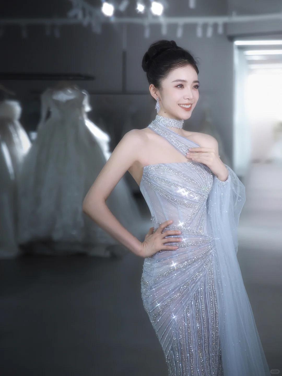 Glitter Mermaid Strapless Tulle Sequin Long Wedding Dresses