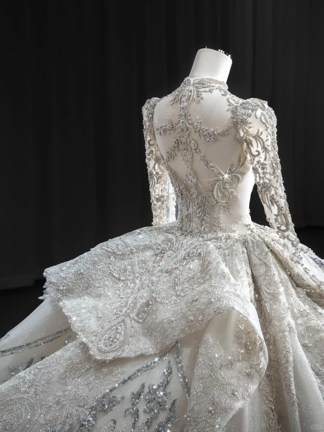 Timeless Ball Gown Tulle Lace Sequin Beaded Long Sleeves Long Wedding Dresses