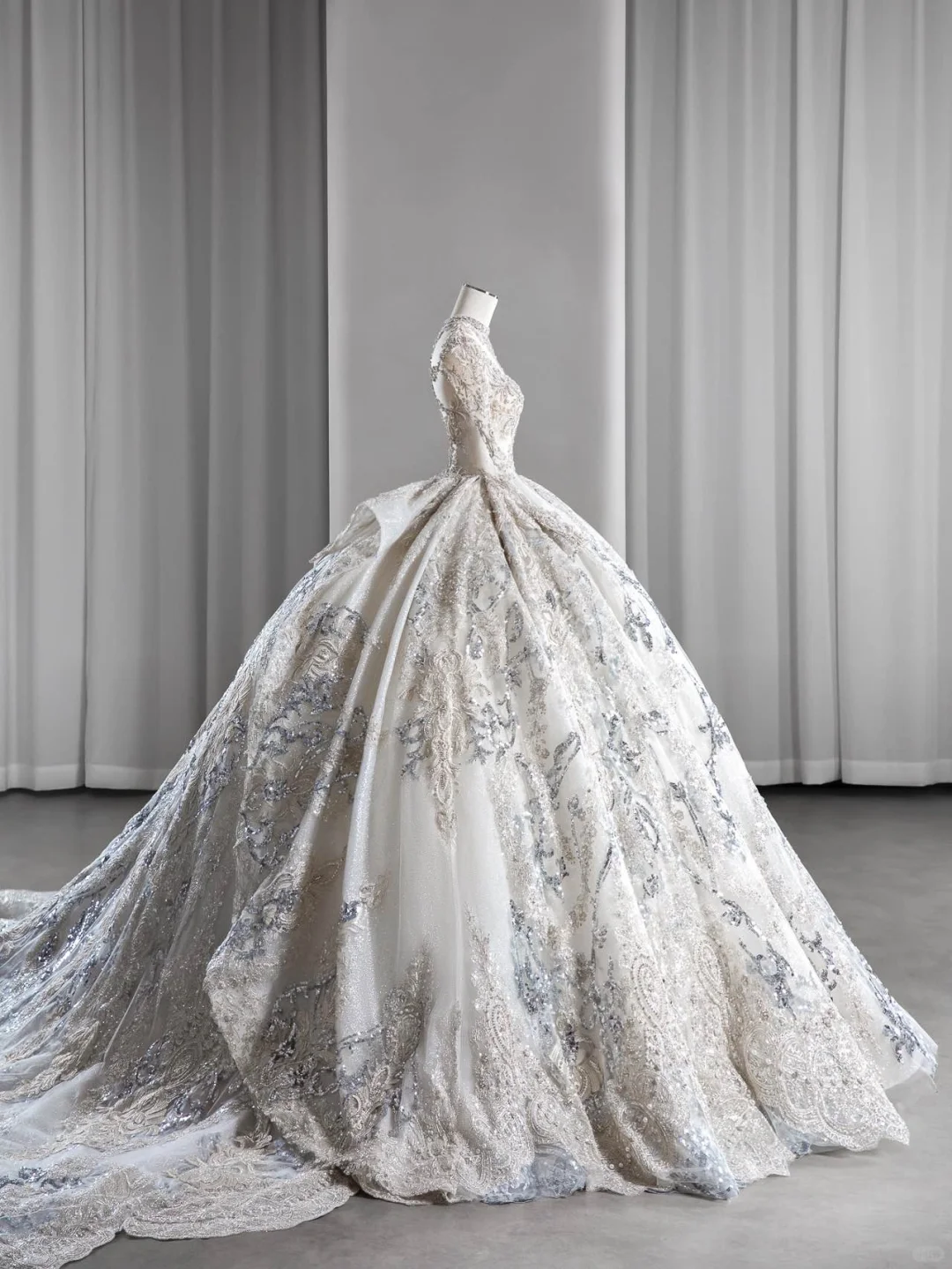 Timeless Ball Gown Tulle Lace Sequin Beaded Long Sleeves Long Wedding Dresses