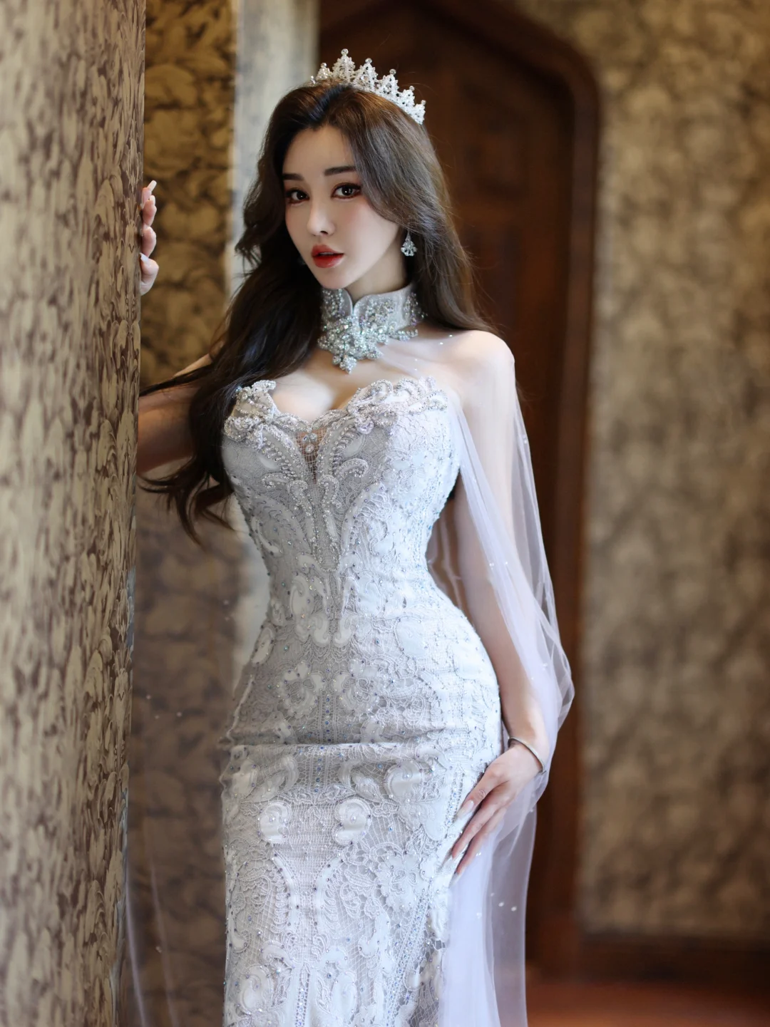 Dreamy Mermaid Strapless Satin Tulle Sequin Long Wedding Dresses