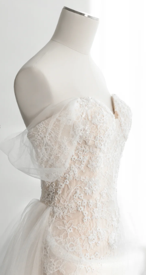 Elegant Mermaid Off The Shoulder Satin Tulle Lace Long Wedding Dresses
