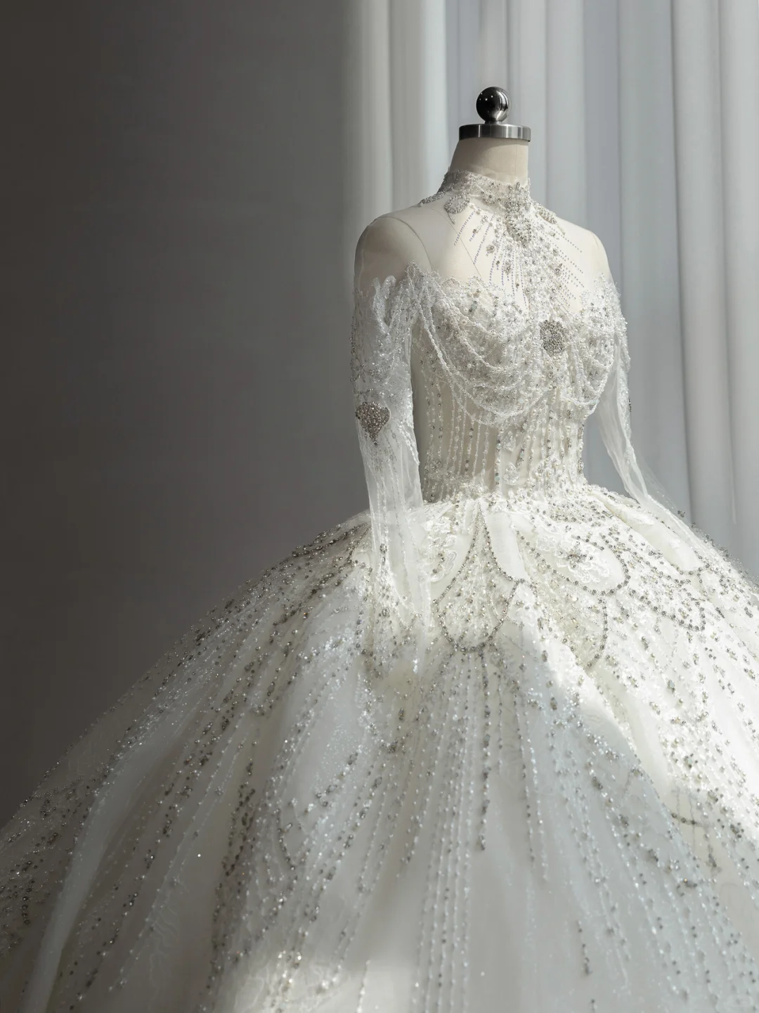 Timeless Ball Gown Tulle Sequin Beaded Long Sleeves Long Wedding Dresses