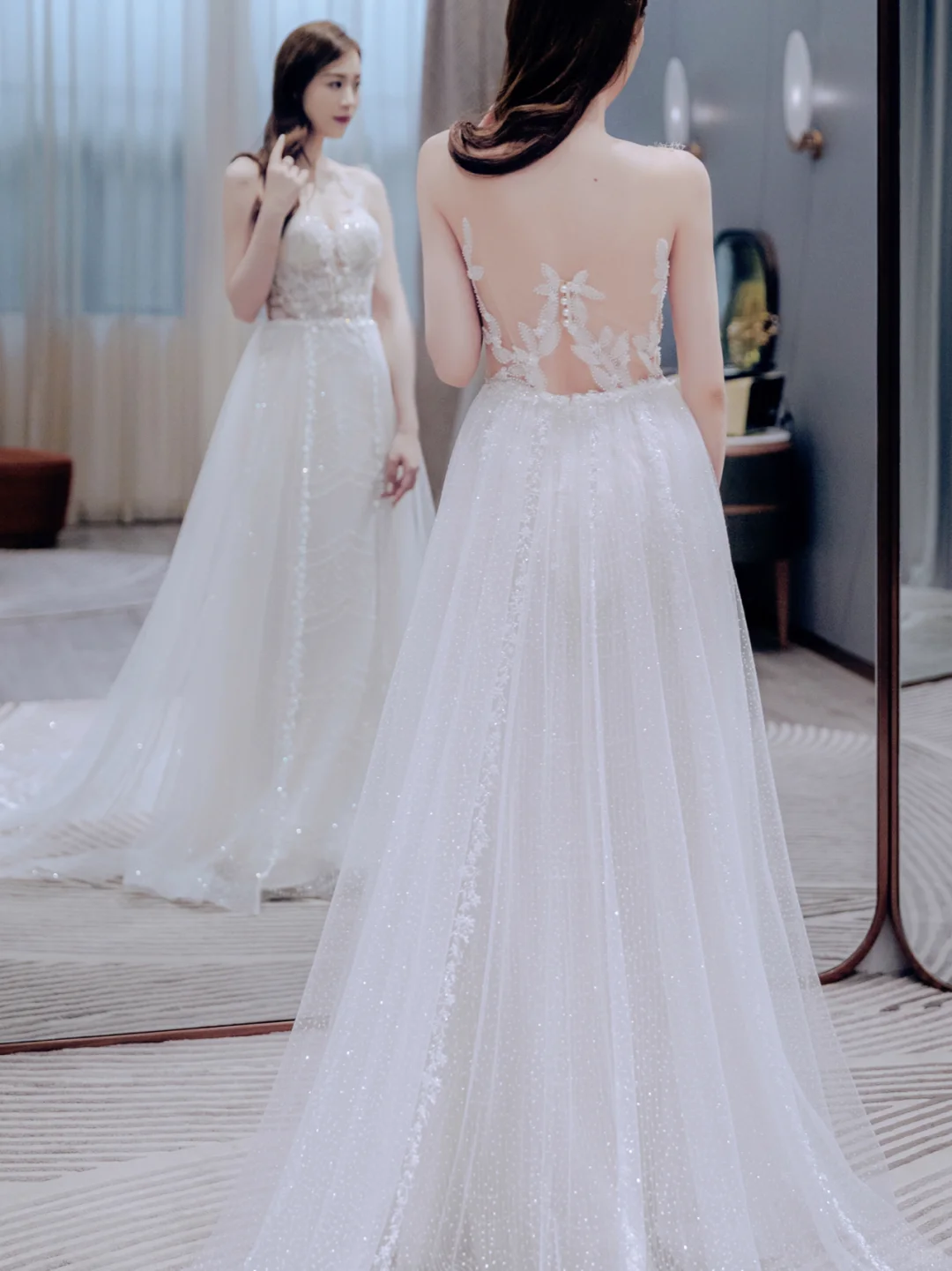 Pretty A Line One Shoulder Tulle Applqiue Long Wedding Dresses