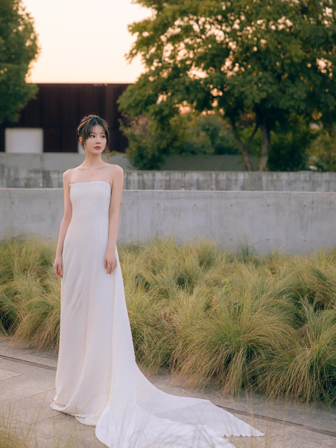Elegant A Line Spaghetti Straps Satin Long Wedding Dresses