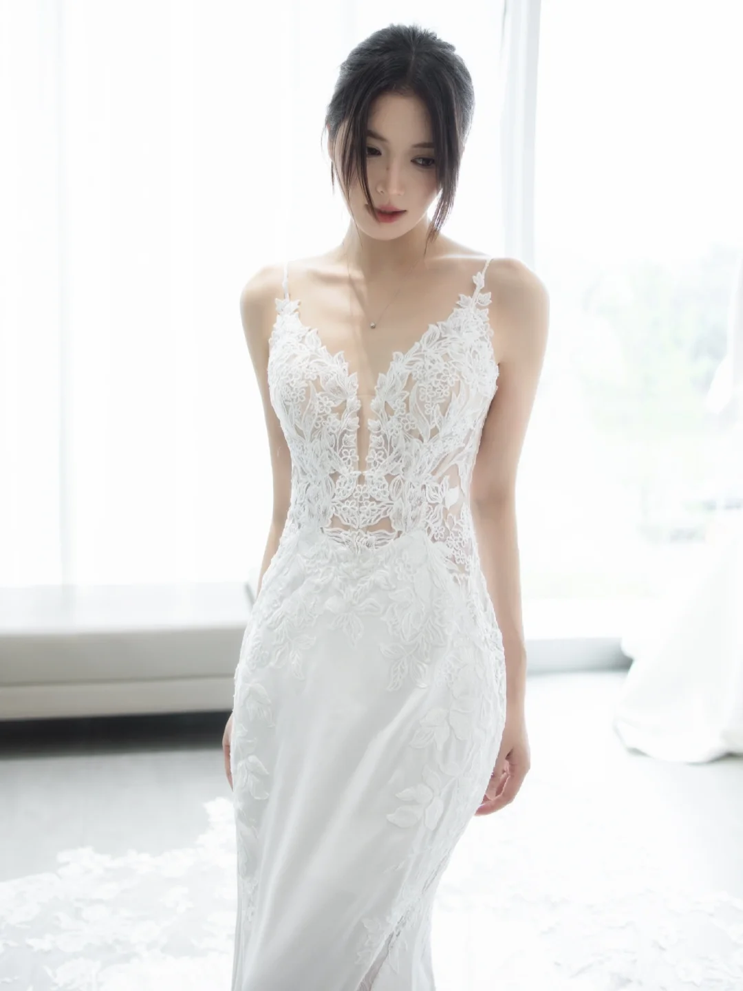 Timeless Mermaid Spaghetti Straps Satin Lace Long Wedding Dresses