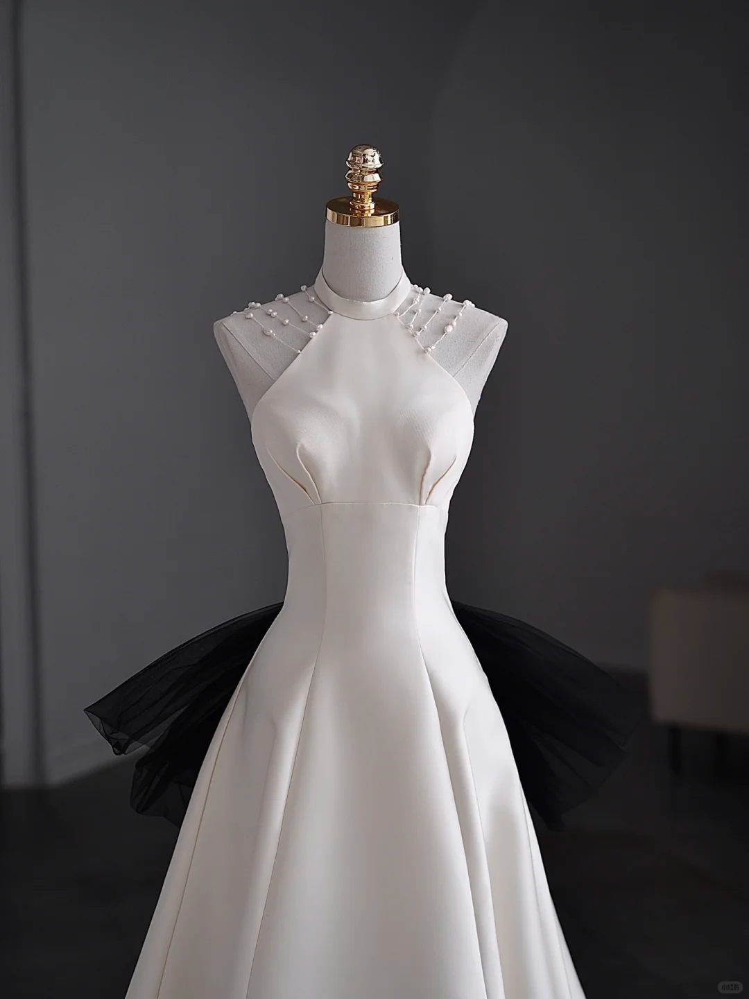 Dreamy A Line Halter Satin Tulle Back With Bow Long Wedding Dresses