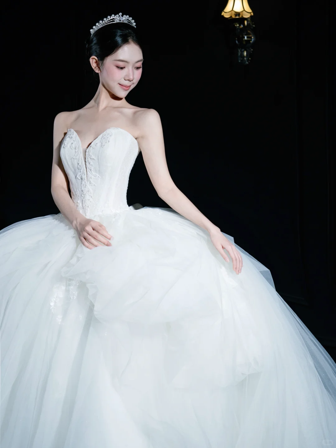Timeless Ball Gown Strapless Satin Tulle Long Wedding Dresses