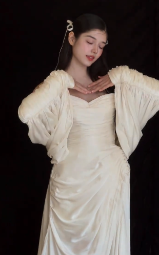 Unique A Line Strapless Satin With Sleeves Long Wedding Dresses