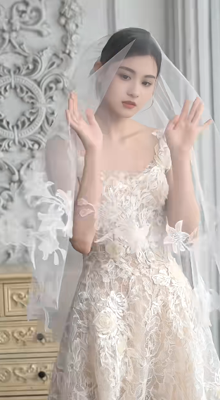 Gorgeous A Line Spaghetti Straps Tulle Lace With Veil Long Wedding Dresses