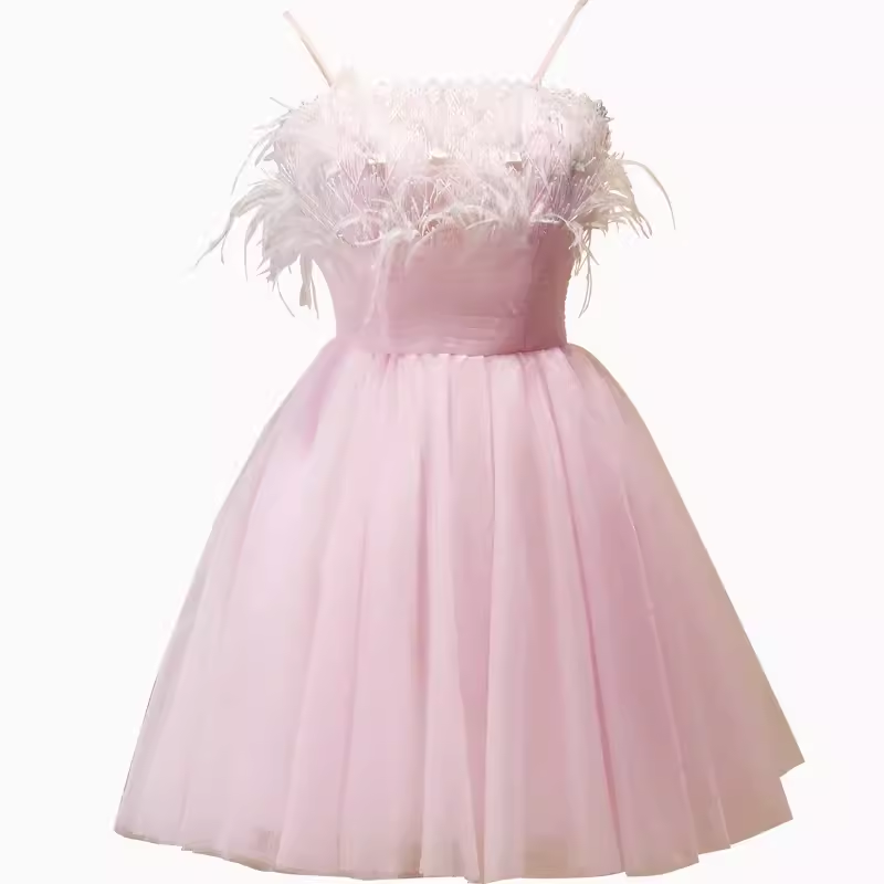 Elegant Ball Gown Spaghetti Straps Party Dress Pink Homecoming Dresses